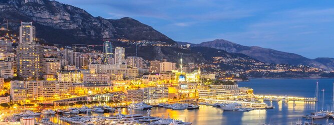 Trip Yoga Reiseideen Pauschalreise - Monaco - Genießen Sie die Fahrt Ihres Lebens am Steuer eines feurigen Lamborghini oder rassigen Ferrari. Starten Sie Ihre Spritztour in Monaco und lassen Sie das Fürstentum unter den vielen bewundernden Blicken der Passanten hinter sich. Cruisen Sie auf den wunderschönen Küstenstraßen der Côte d’Azur und den herrlichen Panoramastraßen über und um Monaco. Erleben Sie die unbeschreibliche Erotik dieses berauschenden Fahrgefühls, spüren Sie die Power & Kraft und das satte Brummen & Vibrieren der Motoren. Erkunden Sie als Pilot oder Co-Pilot in einem dieser legendären Supersportwagen einen Abschnitt der weltberühmten Formel-1-Rennstrecke in Monaco. Nehmen Sie als Erinnerung an diese Challenge ein persönliches Video oder Zertifikat mit nach Hause. Die beliebtesten Orte für Ferien in Monaco, locken mit besten Angebote für Hotels und Ferienunterkünfte mit Werbeaktionen, Rabatten, Sonderangebote für Monaco Urlaub buchen.